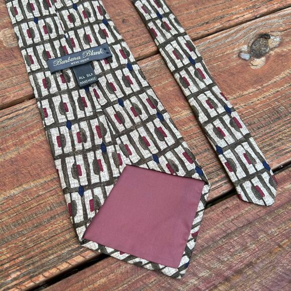 Barbara Blank NY Vintage Silk Tie | 60s Mod Abstract Retro Mid Century Handmade - Picture 5 of 8